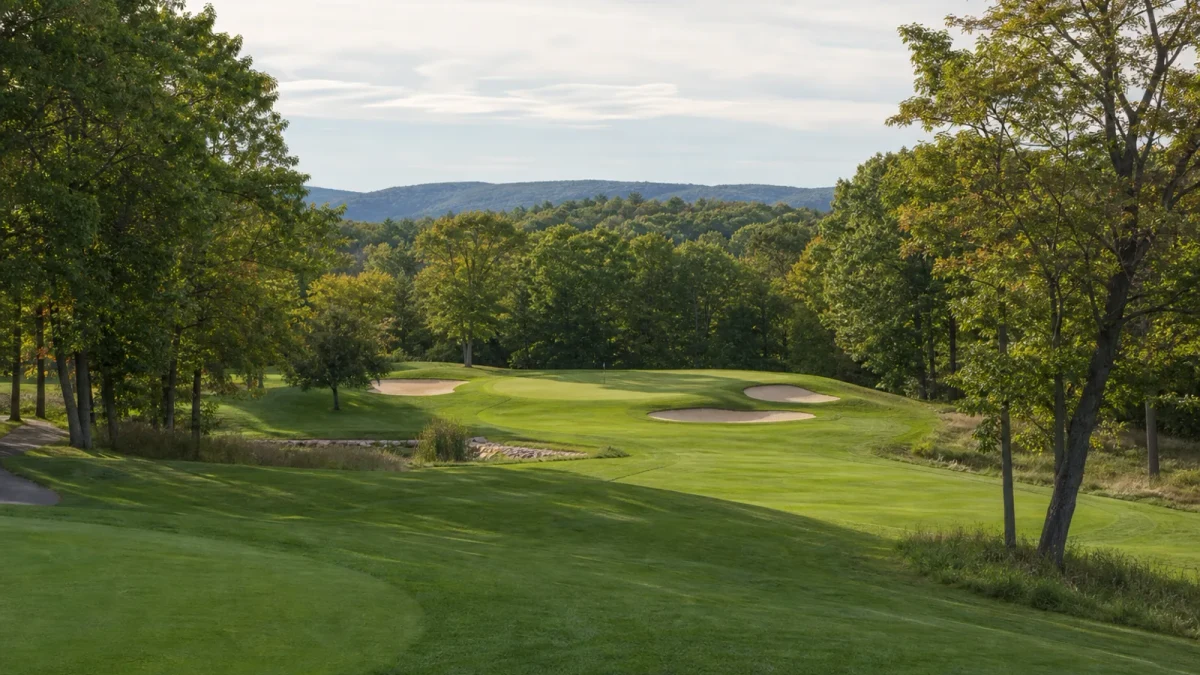 Golfbana i New York med fairway och green